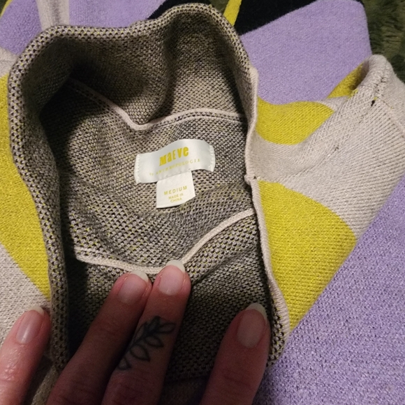 Maeve Yellow, Purple, and Black Striped Turtleneck Sweater - Picture 4 of 5